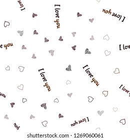 Dark Red vector seamless texture with lovely hearts. Hearts on blurred abstract background with colorful gradient. Design for ad, poster, banner of Valentine Day.