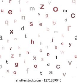 Dark Red vector seamless texture with ABC characters. Blurred design in simple style with signs of alphabet. Design for wallpaper, fabric makers.