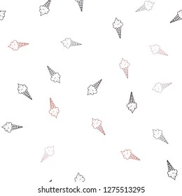 Dark Red vector seamless texture with delicious ice-cream. Decorative design of ice-cream cones in doodle style. Doodle design for your business advert of cafes.
