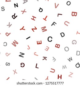 Dark Red vector seamless texture with ABC characters. Abstract illustration with colored latin alphabet. Texture for window blinds, curtains.