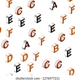 Dark Red vector seamless texture with 3D ABC characters. Abstract illustration with 3D ABC symbols. Design for wallpaper, fabric makers.