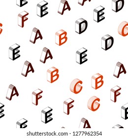 Dark Red vector seamless texture with 3D ABC characters. Abstract illustration with colorful 3D latin alphabet. Texture for window blinds, curtains.