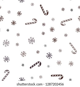 Dark Red vector seamless texture with xmas sweets, candies.