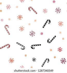 Dark Red vector seamless texture with xmas sweets, candies.