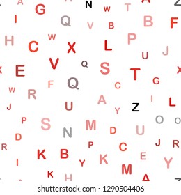 Dark Red vector seamless texture with ABC characters. Shining illustration with ABC symbols on abstract template. Texture for window blinds, curtains.