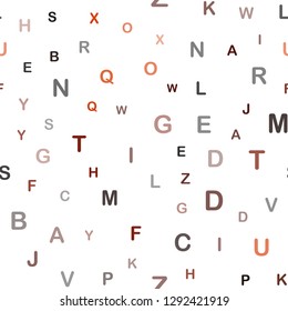 Dark Red vector seamless texture with ABC characters. Colored alphabet signs with gradient on white background. Pattern for design of fabric, wallpapers.