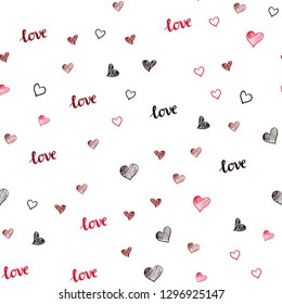 Dark Red vector seamless texture with words LOVE YOU, hearts. Romantic illustration with colorful phrase LOVE YOU, hearts. Design for wallpaper, fabric makers.