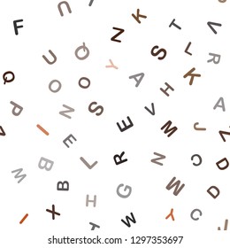 Dark Red vector seamless texture with ABC characters. Shining illustration with ABC symbols on abstract template. Texture for window blinds, curtains.