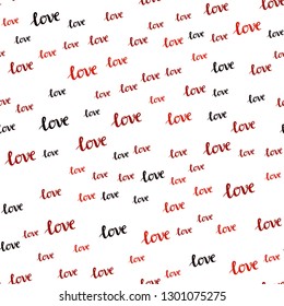 Dark Red vector seamless texture with words LOVE YOU. Decorative illustration with words of love in abstract style. Pattern for trendy fabric, wallpapers.