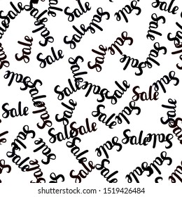 Dark Red vector seamless texture with selling prices 70, 90 %. Colored words of sales with gradient on white background. Design for business ads, commercials.