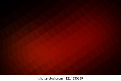 Dark Red vector shining hexagonal background. Triangular geometric sample with gradient.  A new texture for your design.