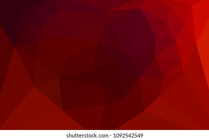 Dark Red vector shining triangular layout with a heart in a centre. Abstract illustration with an elegant triangles. Best triangular design for your business.