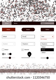 Dark Red vector style guide with circles. Modern Style guide with colorful gradient circles in its header. Beautiful layout for websites, landing pages.