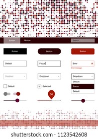 Dark Red vector style guide with circles. Decorative ui kit design in abstract style with colorful dots. Simple colorful design for websites.