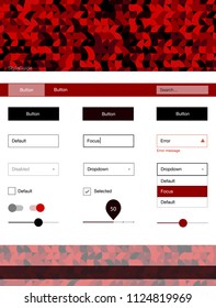 Dark Red vector style guide with circles. Simple Material Design Kit with colorful dots in header. Beautiful layout for websites, landing pages.