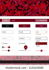 Dark Red vector style guide with circles. Modern Style guide with colorful gradient circles in its header. Simple colorful design for websites.
