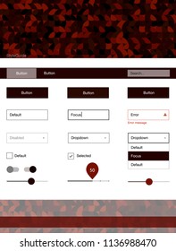 Dark Red vector style guide with circles. Colorful ui/ux kit with header consisted of spheres. Simple colorful design for websites.
