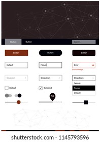 Dark Red vector style guide with triangles, circles. Simple Material Design Kit with colorful triangles, circles. This template you can use for landing pages.