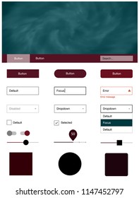 Dark Red vector style guide with sky stars. Decorative ui kit design in abstract style with colorful sky. This template you can use for websites.