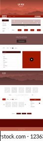 Dark Red vector style guide with mountains. Modern Style guide with colorful gradient mountains in its header. Modern template for your landing page.
