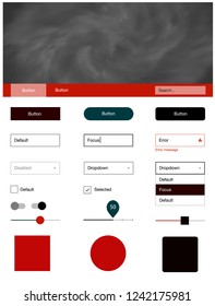 Dark Red vector style guide with sky stars. Modern Style guide with colorful gradient sky in its header. This sample is for your landing page.