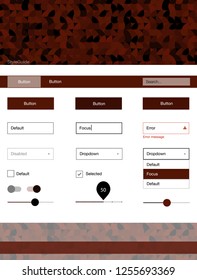 Dark Red vector style guide with circles. Decorative ui kit design in abstract style with colorful dots. Beautiful layout for websites, landing pages.