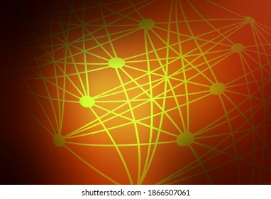 Dark Red vector template with artificial intelligence structure. Abstract illustration with links and dots of AI. Pattern for  poster, banner of technology.