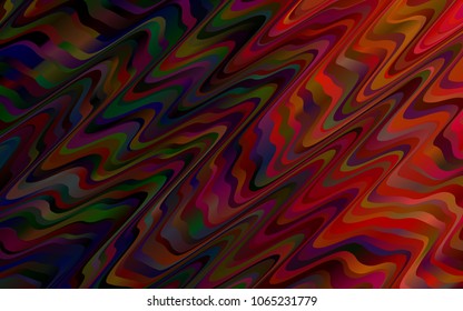 Dark Red vector template with bent ribbons. Blurred geometric sample with gradient bubbles.  Pattern for your business design.