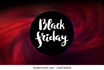 Dark Red vector template with a black hole, space. Illustration with colorful milky way stars and a black hole. Pattern for posters, banners of sales.