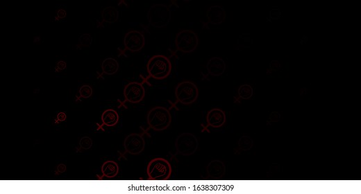 Dark Red vector template with businesswoman signs. Illustration with signs of women's strength and power. Best design to show the power of women.