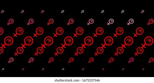 Dark Red vector template with businesswoman signs. Simple design in abstract style with women’s rights activism. Background for International Women’s Day.