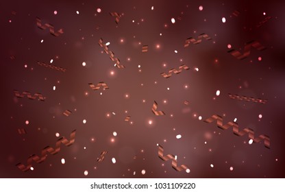 Dark Red vector template with carnival confetti. Beautiful colored illustration with ribbon in celebration style. The pattern can be used for carnival, festival leaflets.