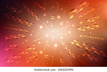 Dark Red vector template with carnival confetti. Decorative shining illustration with ribbons on abstract template. The template can be used as a background for postcards.