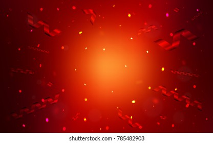 Dark Red vector template with carnival confetti. Modern geometrical abstract illustration with carnival ribbons. The template can be used as a background for postcards.