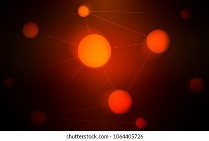 Dark Red vector template with circles, triangles. Design with connection of dots and lines on colorful background. Pattern can be used for futuristic ad, booklets.