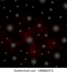 Dark Red vector template with circles, stars. Illustration with set of colorful abstract spheres, stars. Pattern for wallpapers, curtains.