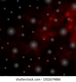 Dark Red vector template with circles, stars. Abstract design in gradient style with bubbles, stars. Pattern for wallpapers, curtains.