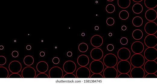 Dark Red vector template with circles. Illustration with set of shining colorful abstract spheres. Pattern for wallpapers, curtains.