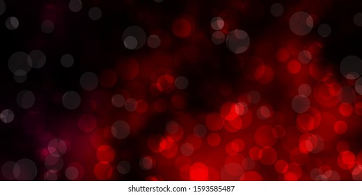 Dark Red vector template with circles. Abstract colorful disks on simple gradient background. Design for your commercials.