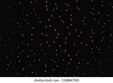 Dark Red vector template with currency. Abstract illustration with colored financial digital symbols. Pattern for bank ads, posters, banners.