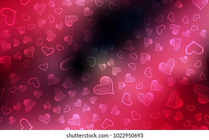 Dark Red vector template with doodle hearts. Illustration with hearts in love concept for valentine's day. Template for Valentine's greeting postcards.