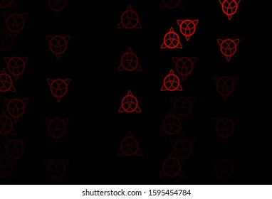 Dark Red vector template with esoteric signs. Colorful vintage illustration with gradient alchemy shapes. Best design halloween events.