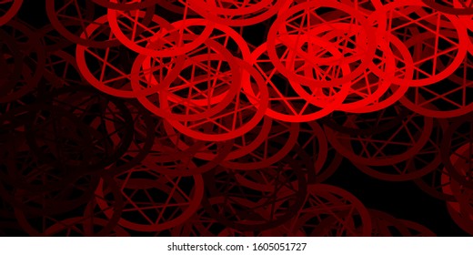 Dark Red vector template with esoteric signs. Abstract illustration with gothic gradient shapes. Simple base for your occult design.
