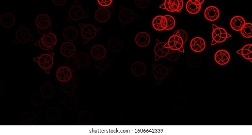 Dark Red vector template with esoteric signs. Illustration with magical signs of spiritual power. Best design halloween events.