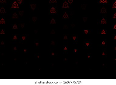 Dark Red vector template with esoteric signs. Colorful vintage illustration with gradient alchemy shapes. Simple base for your occult design.