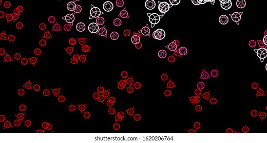Dark Red vector template with esoteric signs. Colorful mystic symbols with a gradient in ancient style. Best design halloween events.