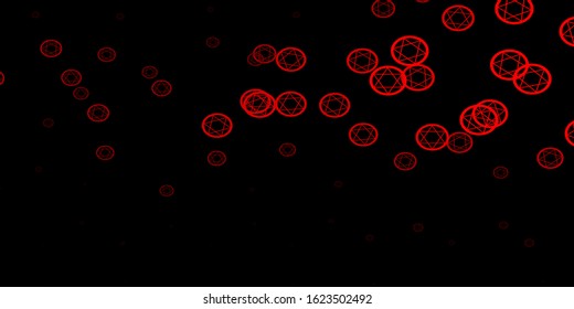 Dark Red vector template with esoteric signs. Illustration with magical signs of spiritual power. Simple base for your occult design.