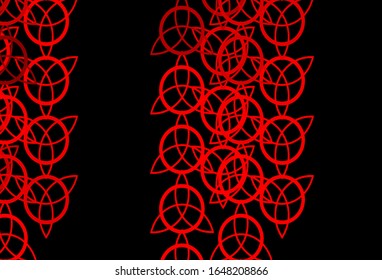 Dark Red vector template with esoteric signs. Retro design in abstract style with witchcraft forms. Simple design for occult depiction.