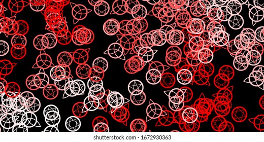 Dark Red vector template with esoteric signs. Retro design in abstract style with witchcraft forms. Best design halloween events.