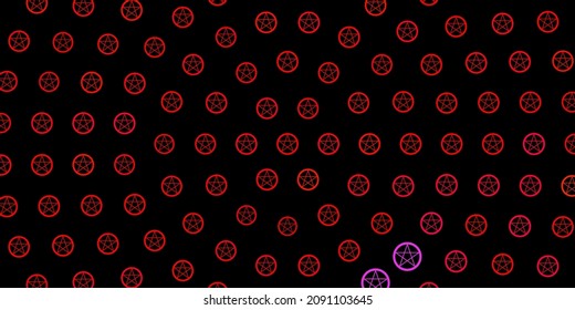 Dark Red vector template with esoteric signs. Illustration with magical signs of spiritual power. Background for esoteric, mystic designs.